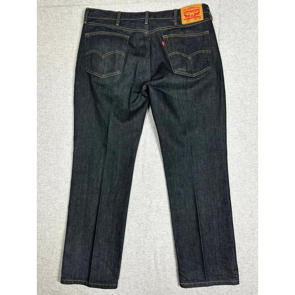 Levis 514 Jeans Mens 38x30 Dark Wash Blue Straight Leg Denim Indigo